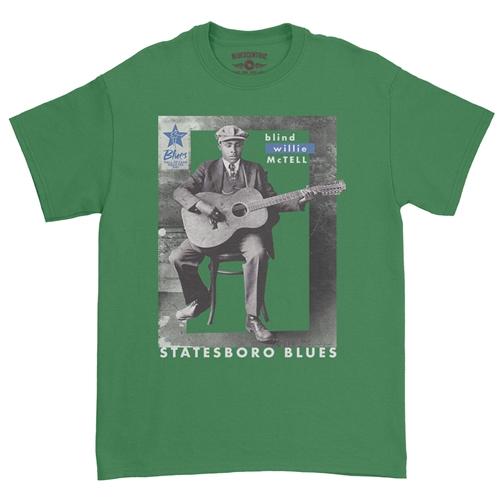 Ltd. Ed. Blues Hall of Fame Blind Willie McTell T-Shirt - Classic Heavy Cotton - classickellygreen