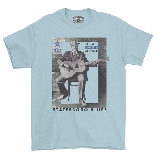 Ltd. Ed. Blues Hall of Fame Blind Willie McTell T-Shirt - Classic Heavy Cotton - classiclightblue