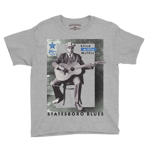 Ltd. Ed. Blues Hall of Fame Blind Willie McTell Youth T-Shirt - Lightweight Vintage Children & Toddlers - youthheatherathletic