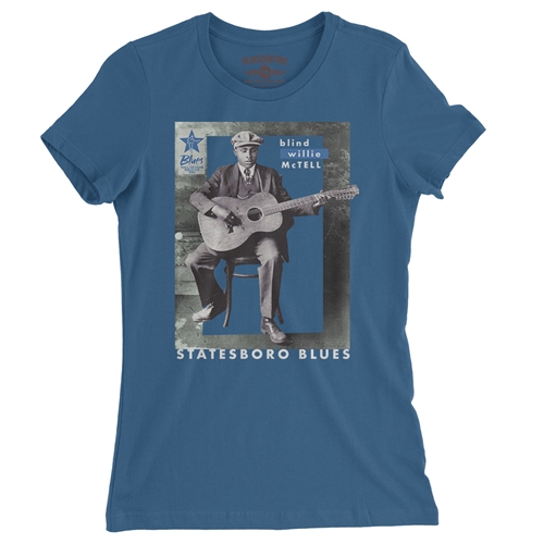 Ltd. Ed. Blues Hall of Fame Blind Willie McTell Ladies T Shirt - Relaxed Fit - ladiesblue