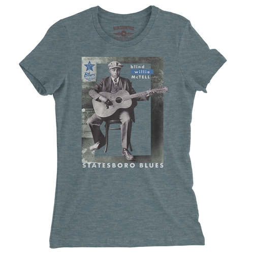 Ltd. Ed. Blues Hall of Fame Blind Willie McTell Ladies T Shirt - Relaxed Fit - ladiesheatherdeepteal