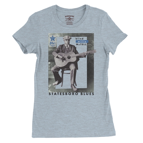 Ltd. Ed. Blues Hall of Fame Blind Willie McTell Ladies T Shirt - Relaxed Fit - ladiesheatherprismblue