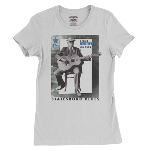 Ltd. Ed. Blues Hall of Fame Blind Willie McTell Ladies T Shirt - Relaxed Fit - ladieswhite