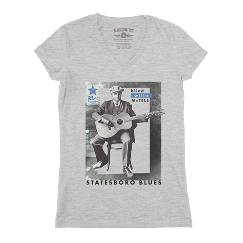 Ltd. Ed. Blues Hall of Fame Blind Willie McTell V-Neck T Shirt - Women