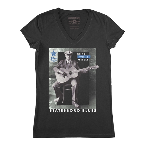 Ltd. Ed. Blues Hall of Fame Blind Willie McTell V-Neck T Shirt - Women
