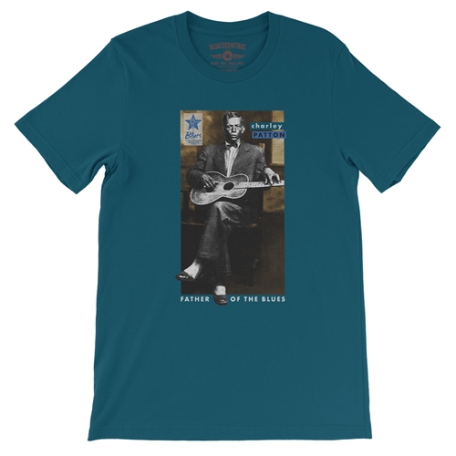 Ltd. Ed. Blues Hall of Fame Charley Patton T-Shirt - Lightweight Vintage Style - vintagedeepteal