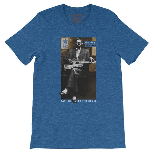 Ltd. Ed. Blues Hall of Fame Charley Patton T-Shirt - Lightweight Vintage Style - vintageheatherroyalblue
