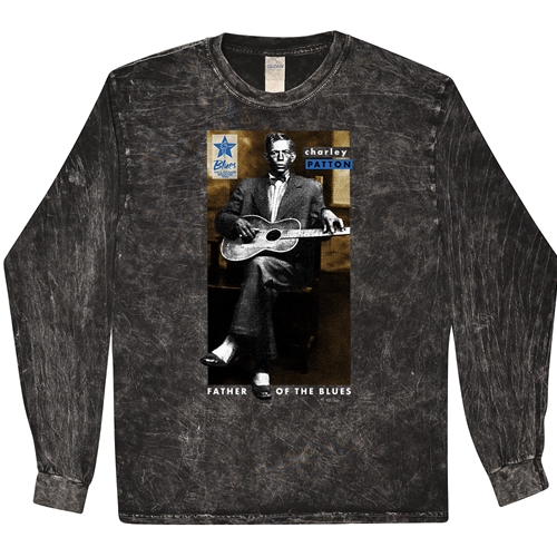 Ltd. Ed. Blues Hall of Fame Charley Patton Long Sleeve T-Shirt - Black Mineral Wash