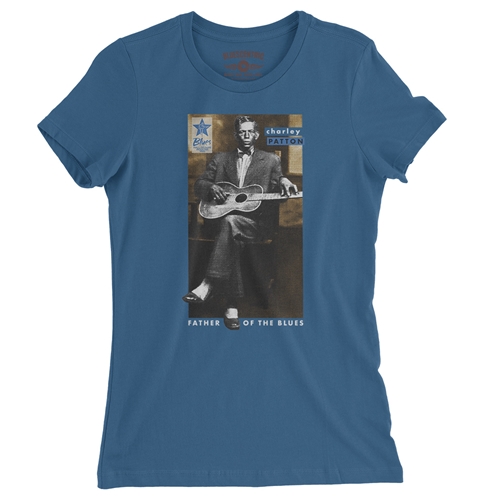 Ltd. Ed. Blues Hall of Fame Charley Patton Ladies T Shirt - Relaxed Fit - ladiesblue