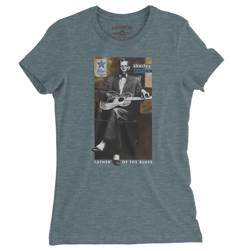 Ltd. Ed. Blues Hall of Fame Charley Patton Ladies T Shirt - Relaxed Fit - ladiesheatherdeepteal
