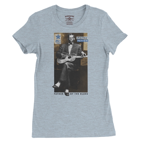 Ltd. Ed. Blues Hall of Fame Charley Patton Ladies T Shirt - Relaxed Fit - ladiesheatherprismblue
