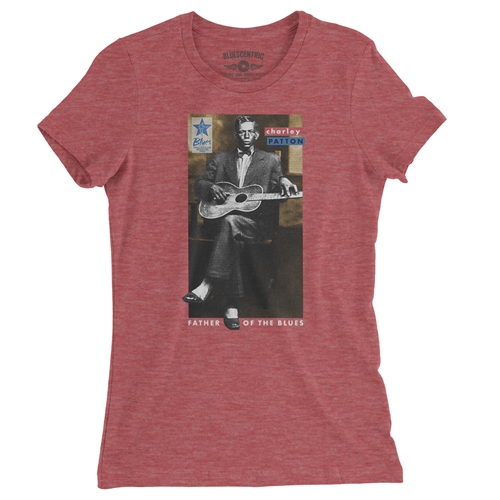 Ltd. Ed. Blues Hall of Fame Charley Patton Ladies T Shirt - Relaxed Fit - ladiesheatherred