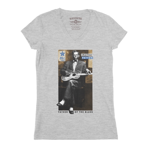 Ltd. Ed. Blues Hall of Fame Charley Patton V-Neck T Shirt - Women