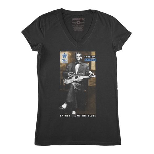 Ltd. Ed. Blues Hall of Fame Charley Patton V-Neck T Shirt - Women