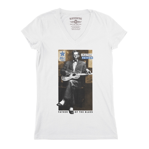 Ltd. Ed. Blues Hall of Fame Charley Patton V-Neck T Shirt - Women