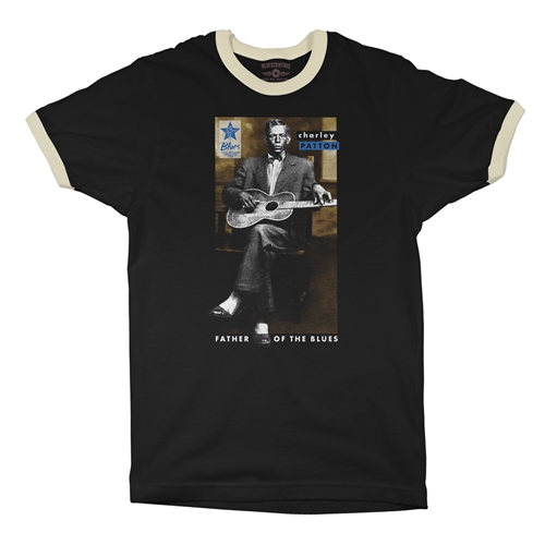 Ltd. Ed. Blues Hall of Fame Charley Patton Ringer T-Shirt - ringerblackcreamtrim