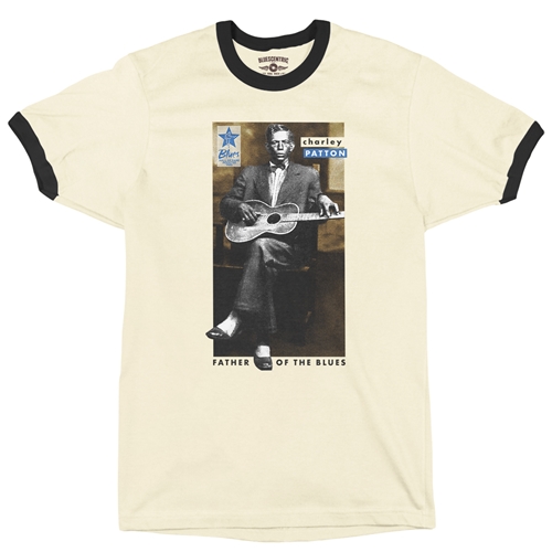 Ltd. Ed. Blues Hall of Fame Charley Patton Ringer T-Shirt - ringernaturalblacktrim