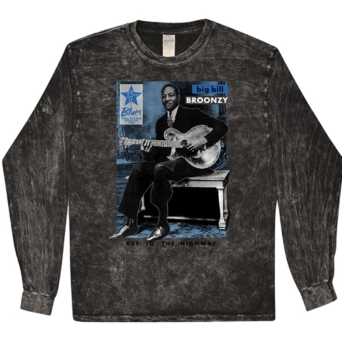 Ltd. Ed. Blues Hall of Fame Big Bill Broonzy Long Sleeve T-Shirt - Black Mineral Wash