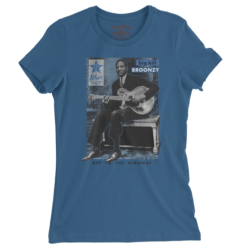Ltd. Ed. Blues Hall of Fame Big Bill Broonzy Ladies T Shirt - Relaxed Fit - ladiesblue