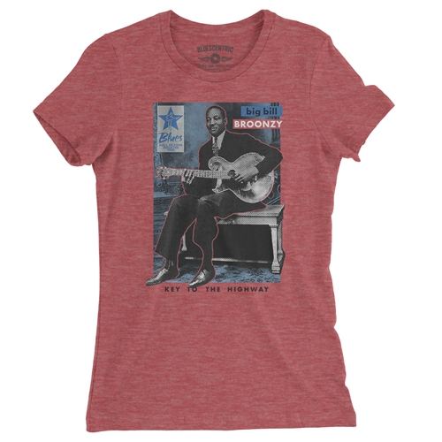 Ltd. Ed. Blues Hall of Fame Big Bill Broonzy Ladies T Shirt - Relaxed Fit - ladiesheatherred