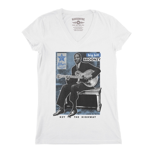Ltd. Ed. Blues Hall of Fame Big Bill Broonzy V-Neck T Shirt - Women