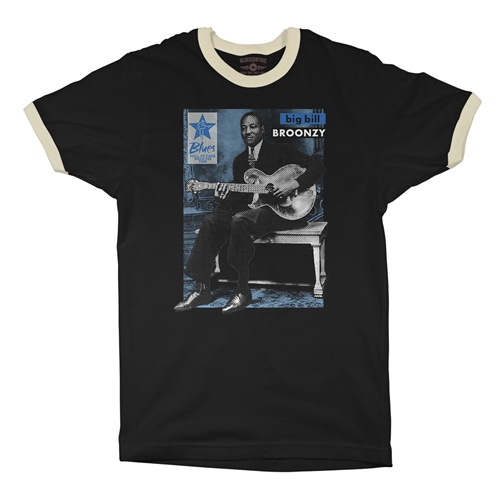 Ltd. Ed. Blues Hall of Fame Big Bill Broonzy Ringer T-Shirt - ringerblackcreamtrim