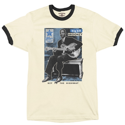 Ltd. Ed. Blues Hall of Fame Big Bill Broonzy Ringer T-Shirt - ringernaturalblacktrim