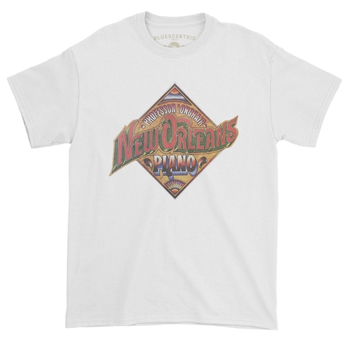 Professor Longhair New Orleans Piano T-Shirt - Classic Heavy Cotton - white