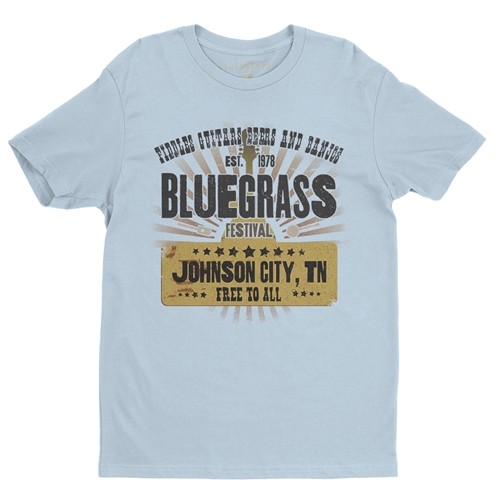 Bluegrass Festival T Shirt - Lightweight Vintage Style - vintagethrowbackblue