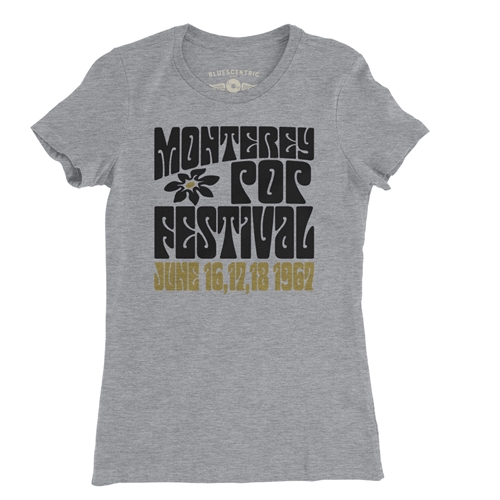Monterey Pop Festival Flower Ladies T Shirt - ladiesheathergrey