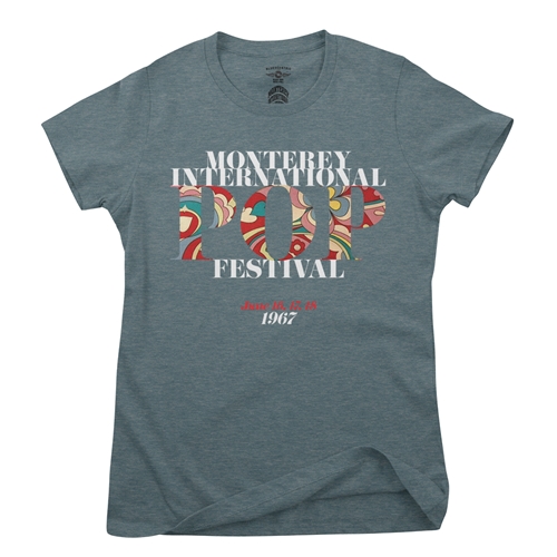 Small Batch Monterey Pop Festival Ladies T Shirt - Hippie Edition - ladiesheatherdeepteal