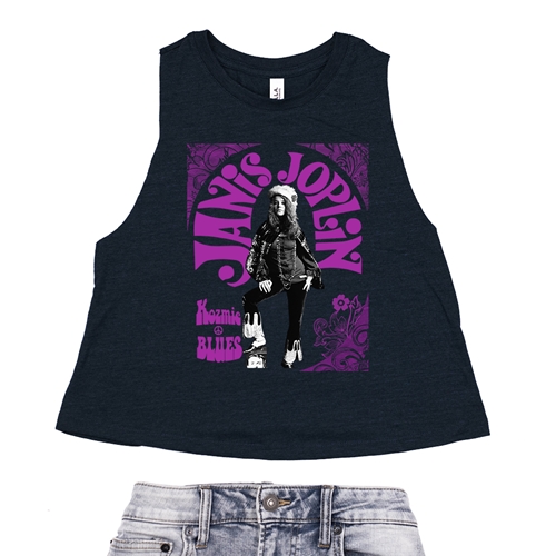 Psychedelic Janis Joplin Kozmic Blues Racerback Crop Top - Women