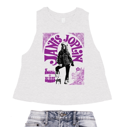 Psychedelic Janis Joplin Kozmic Blues Racerback Crop Top - Women