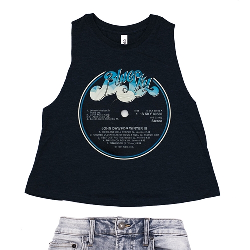 Johnny Winter Vinyl Record Racerback Crop Top - Women