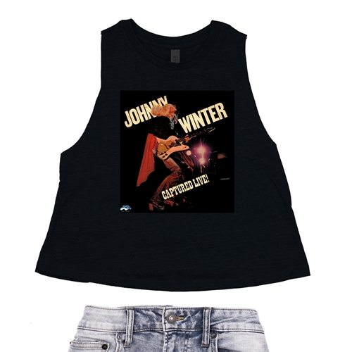 Johnny Winter Captured Live Racerback Crop Top - Women