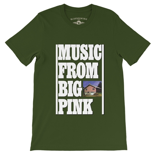 The Band Music From Big Pink T-Shirt - Lightweight Vintage Style - olive