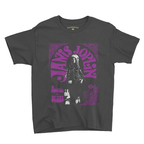 Psychedelic Janis Joplin Kozmic Blues Youth T-Shirt - Lightweight Vintage Children & Toddlers - youthblack