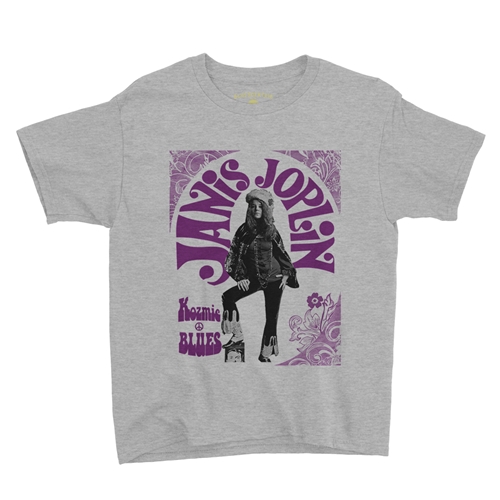 Psychedelic Janis Joplin Kozmic Blues Youth T-Shirt - Lightweight Vintage Children & Toddlers - youthheatherathletic