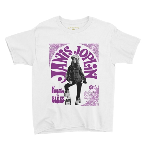 Psychedelic Janis Joplin Kozmic Blues Youth T-Shirt - Lightweight Vintage Children & Toddlers - youthwhite