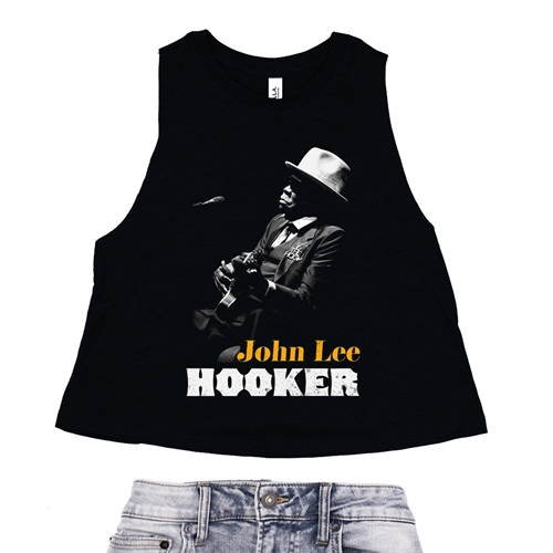 Graphic John Lee Hooker Silhouette Racerback Crop Top - Women