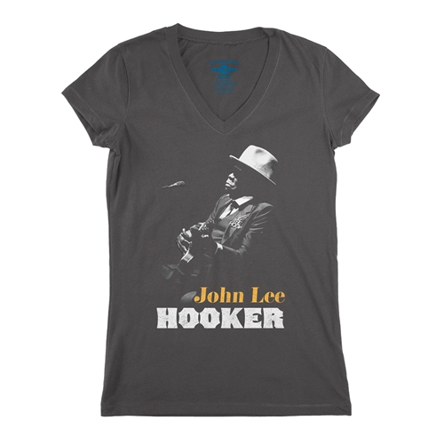 Graphic John Lee Hooker Silhouette V-Neck T Shirt - Women