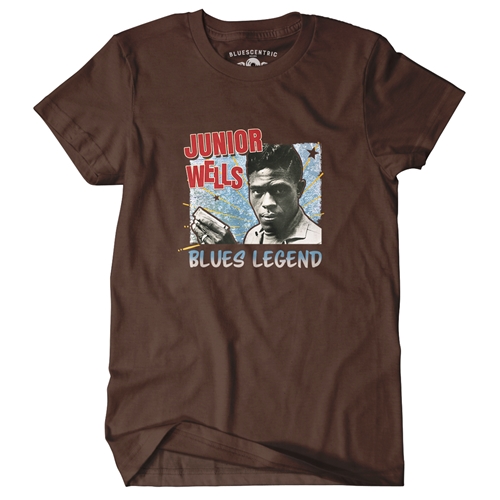 Junior Wells Blues Legend T-Shirt - Classic Heavy Cotton - classicchocolate