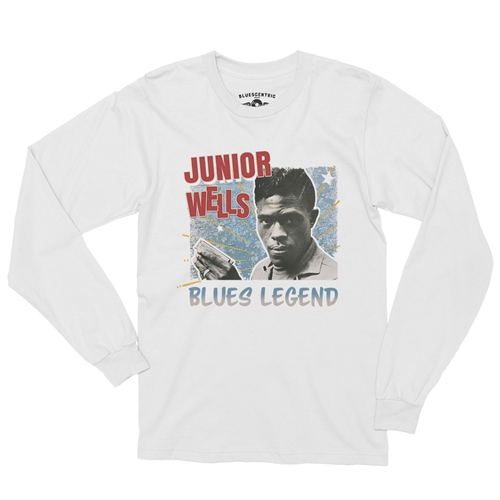 Junior Wells Blues Legend Long Sleeve T-Shirt - longsleevewhite