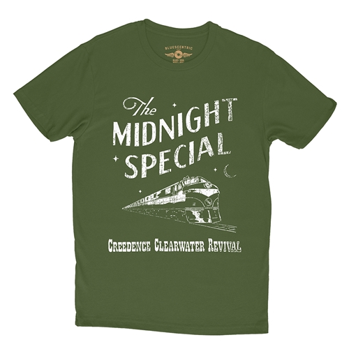 Creedence Clearwater Revival Midnight Special T-Shirt - Lightweight Vintage Style - olive