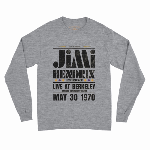 Jimi Hendrix Live at Berkeley Long Sleeve T-Shirt - longsleeveathleticheather