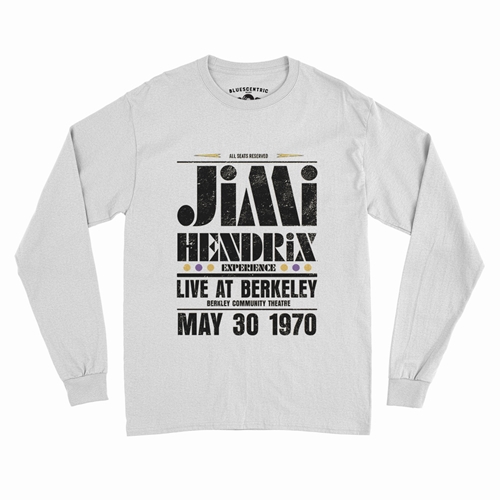 Jimi Hendrix Live at Berkeley Long Sleeve T-Shirt - longsleevewhite