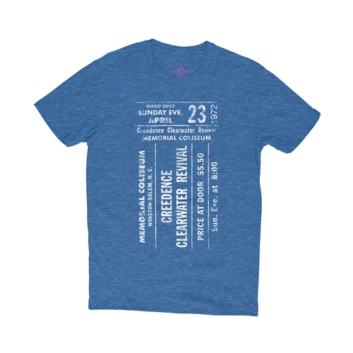 CCR Concert Ticket T-Shirt - Lightweight Vintage Style - heatherbbblue