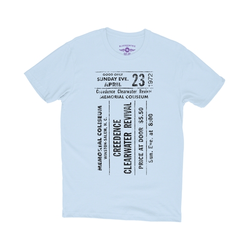 CCR Concert Ticket T-Shirt - Lightweight Vintage Style - vintagethrowbackblue