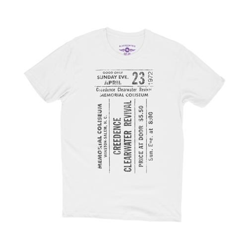 CCR Concert Ticket T-Shirt - Lightweight Vintage Style - white