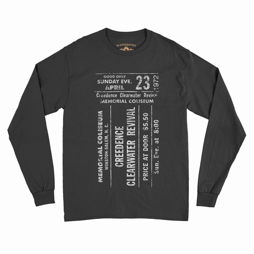 Men's Long Sleeve Graphic T-Shirt of CCR Concert Ticket